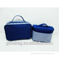 2015 Polyester Waterproof Sapphire Blue Cosmetic Bags with Handle